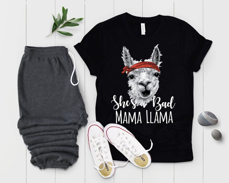 She's a Bad Momma Llama Spirit Animal Mama Llama T-Shirt - Teegarb