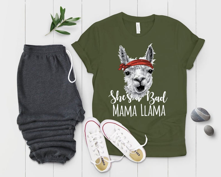 She's a Bad Momma Llama Spirit Animal Mama Llama T-Shirt - Teegarb