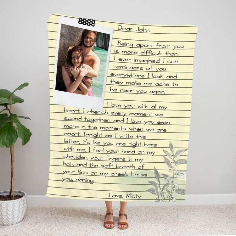 Personalized Photo Letter Blanket Romantic Couple Gift