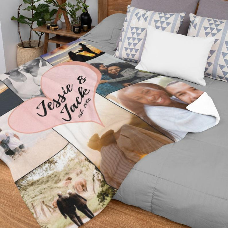 Custom Photo Blanket Anniversary Gift For Husband and Wife