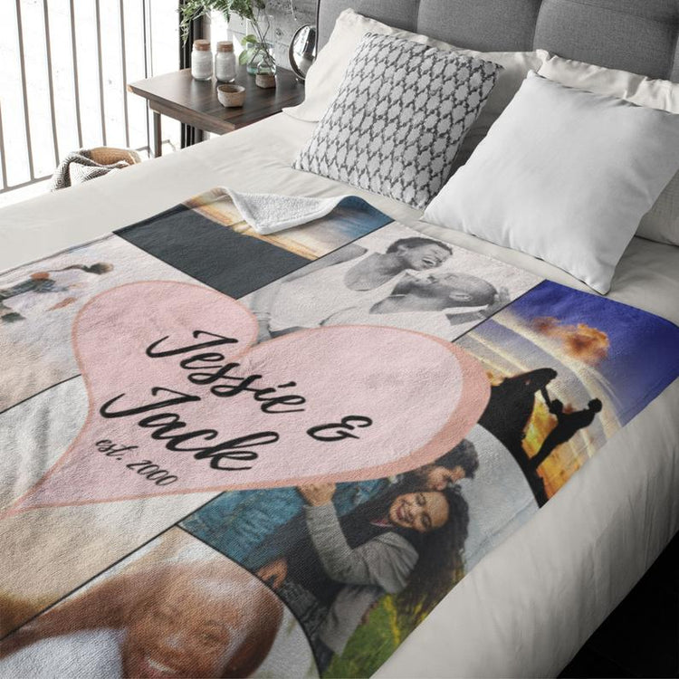Custom Photo Blanket Anniversary Gift For Husband and Wife
