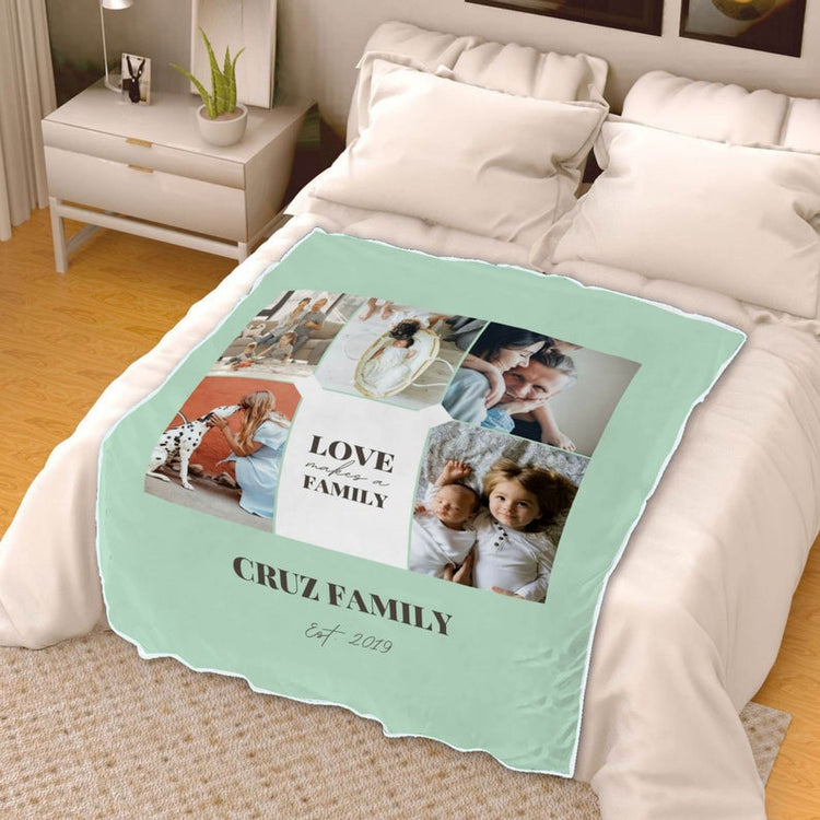 Customized Love Makes A Family Photo Blanket Unique Christmas Gift