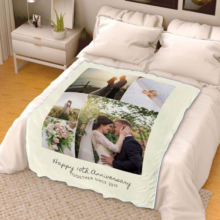 10 Year Anniversary Personalized Picture Blanket Gift