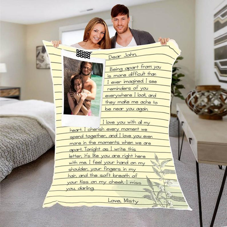 Personalized Photo Letter Blanket Romantic Couple Gift