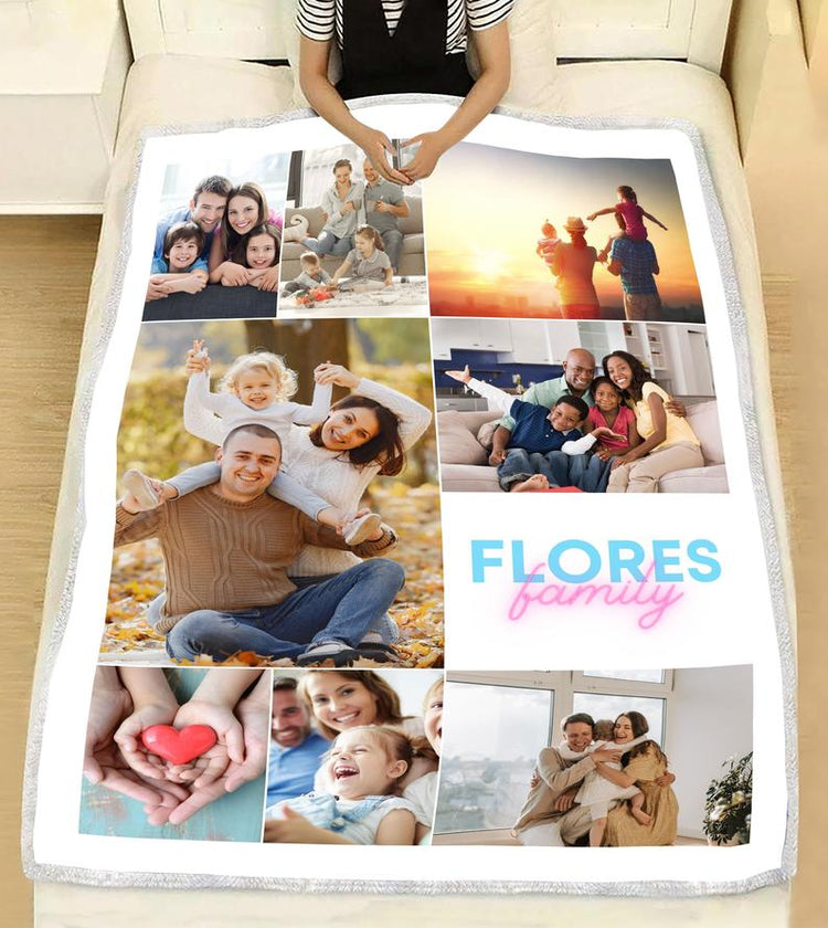 Personalized Family Name Picture Collage Blanket