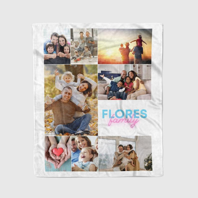 Personalized Family Name Picture Collage Blanket
