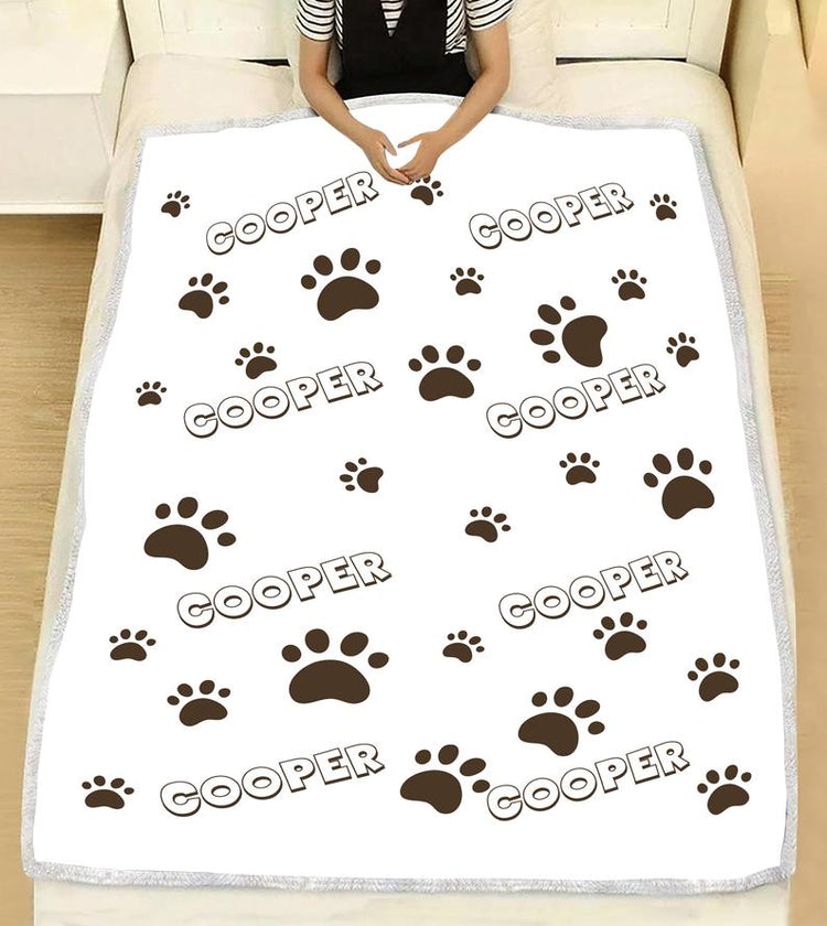 Personalized Dog Name Paw Blanket Gift