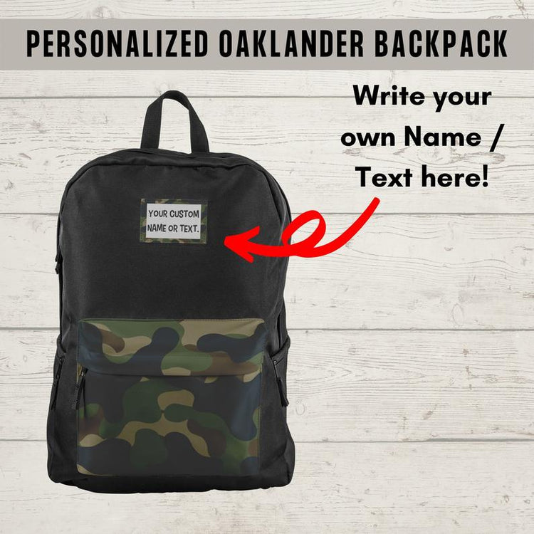 Custom Name Text Camo Pattern Backpack