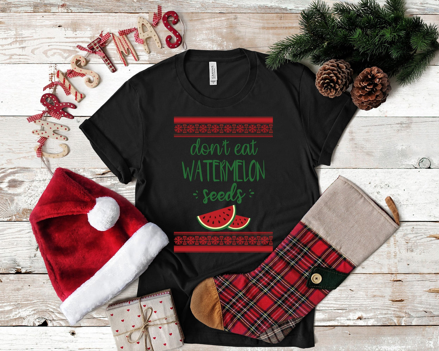 Don't Eat Watermelon Seeds Christmas Maternity Shirt - Teegarb