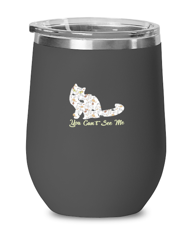 Wine  Tumbler Stainless Steel Insulated  Funny Cat Camouflage You Can't See Me Kitten