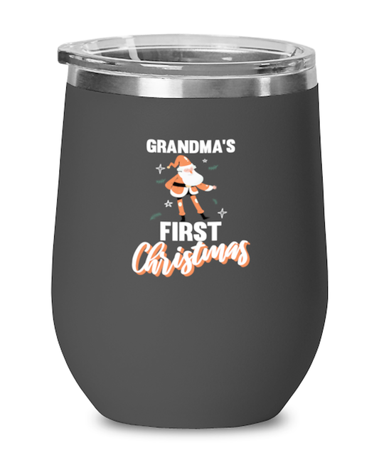 Wine Tumbler Stainless Steel Insulated  Funny Grandma's First Christmas Mimi Nana