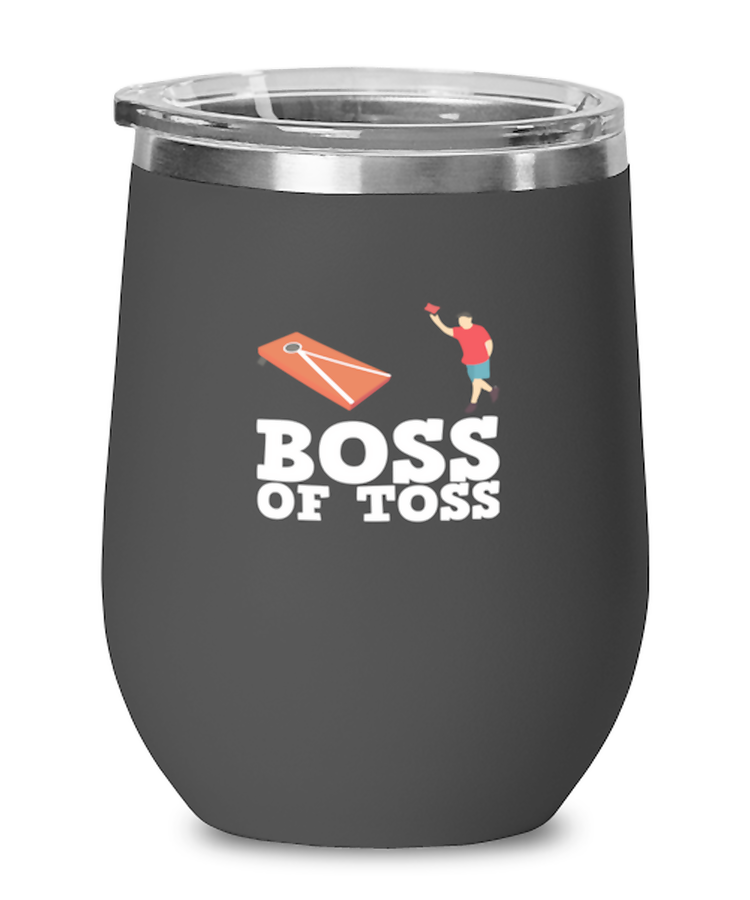 Wine Tumbler Stainless Steel Insulated  Funny Boss Of The Toss Cornhole Game Master