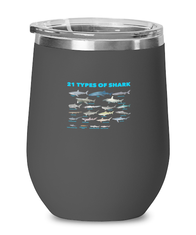 Wine Tumbler Stainless Steel Insulated  Funny 21 Types Of Sharks Ocean Animals