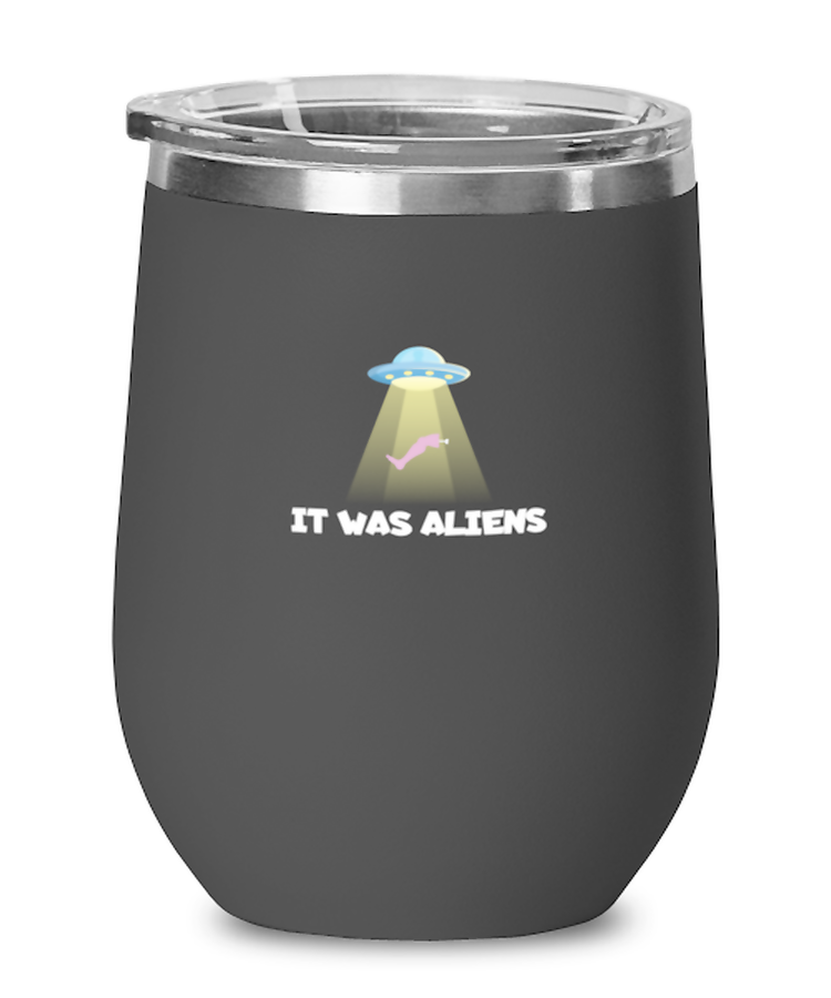 Wine Tumbler Stainless Steel Insulated  Funny It Was Aliens Sarcasm Amputee