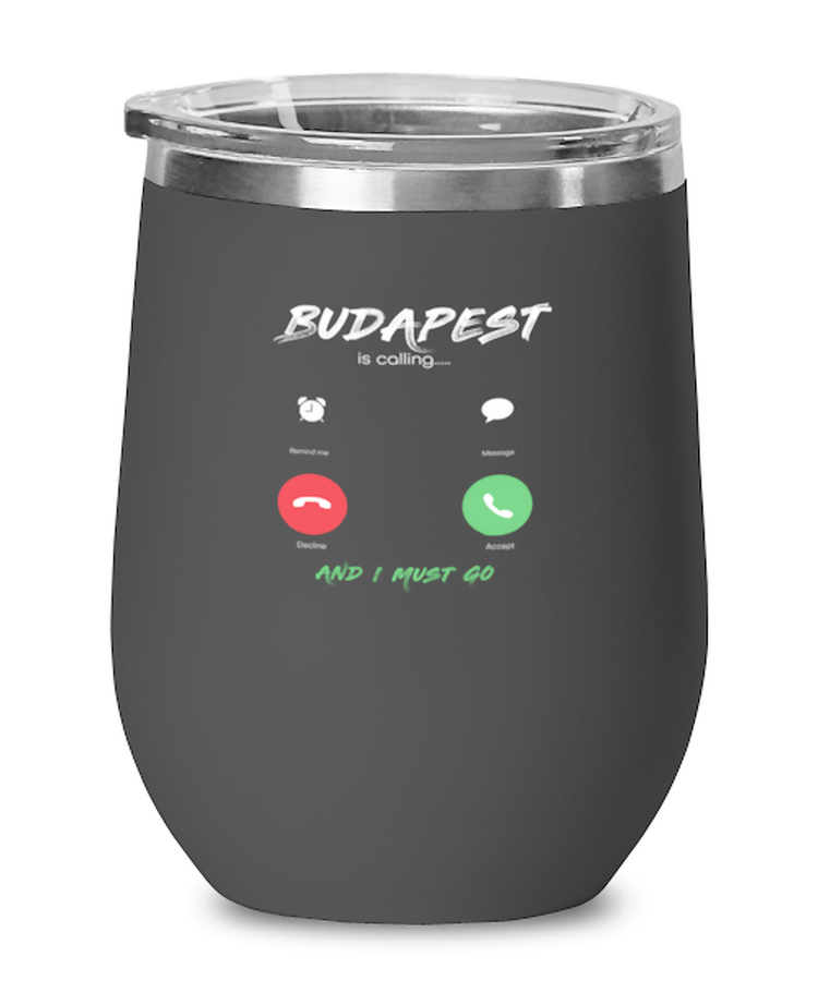 Wine Tumbler Stainless Steel Insulated Funny Budapest Is Calling And I Must Go Travel