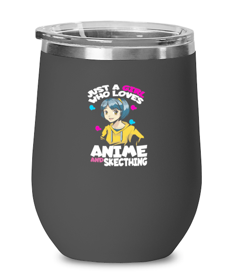 Wine Tumbler Stainless Steel Insulated  Just A Girl Who Loves Anime And Sketching Cartoonist