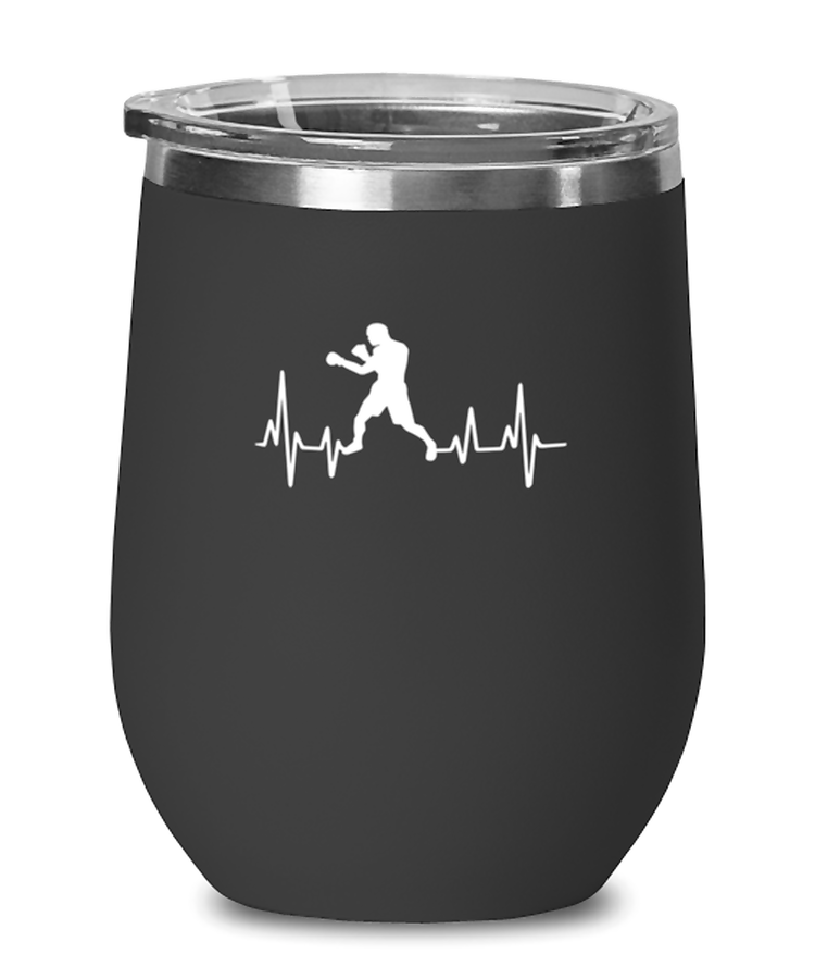 Wine Tumbler Stainless Steel Insulated Funny Boxer Heartbeat Boxing
