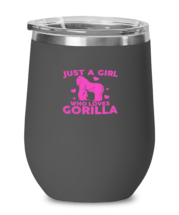 Wine Tumbler Stainless Steel Insulated  Funny Just A Girl Who Lover Gorilla Gorillas Apes Monkeys