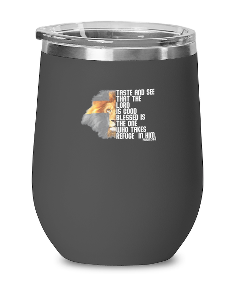 Wine Tumbler Stainless Steel Insulated Funny Psalm quotes Lion Bible Verse