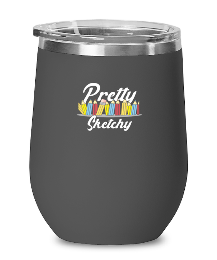 Wine Tumbler Stainless Steel Insulated Funny Pretty Sketchy Pencils