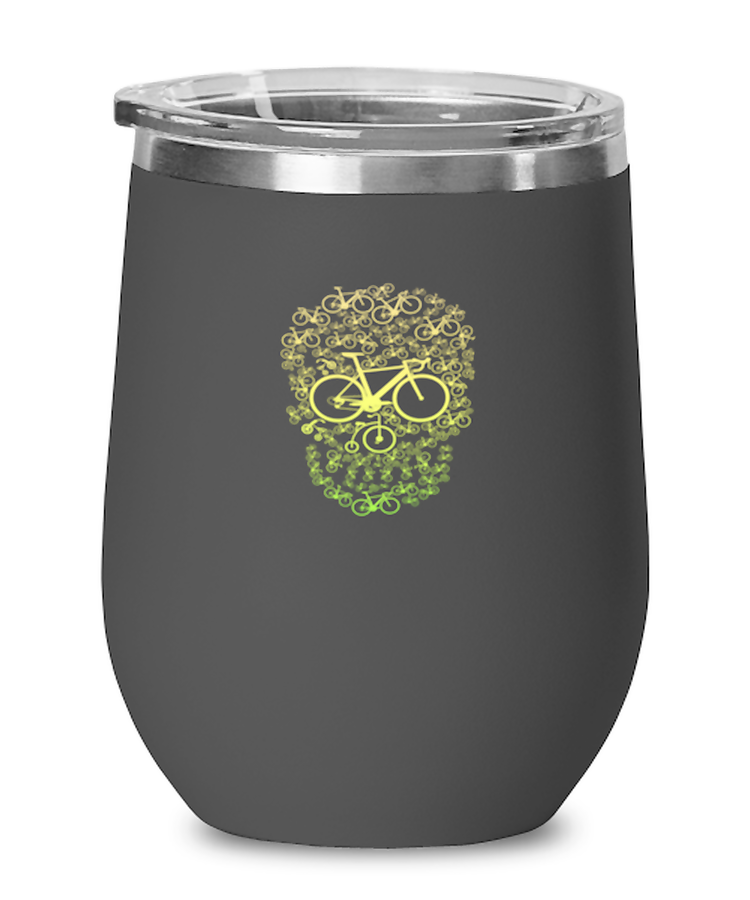 Wine Tumbler Stainless Steel Insulated Funny Bicycling skull Bike Biker