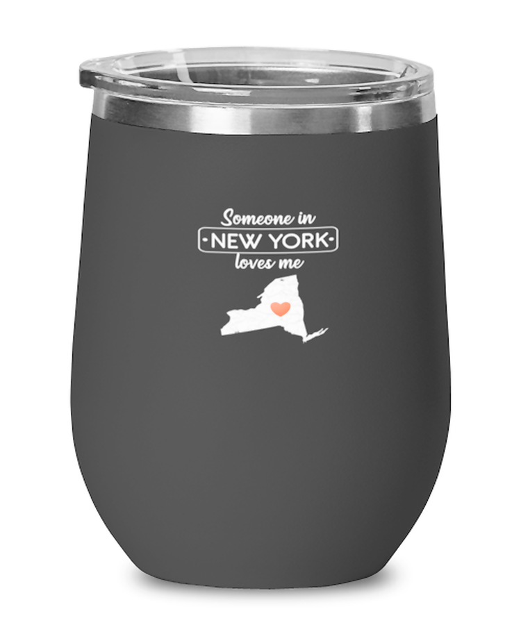 Wine Tumbler Stainless Steel Insulated Funny Someone in New York Loves Me State