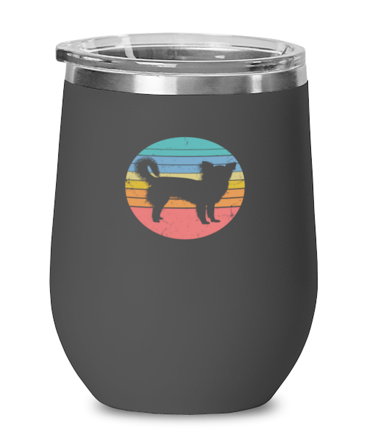 Wine Tumbler Stainless Steel Insulated  Funny Long Haired Chihuahua Dog lover