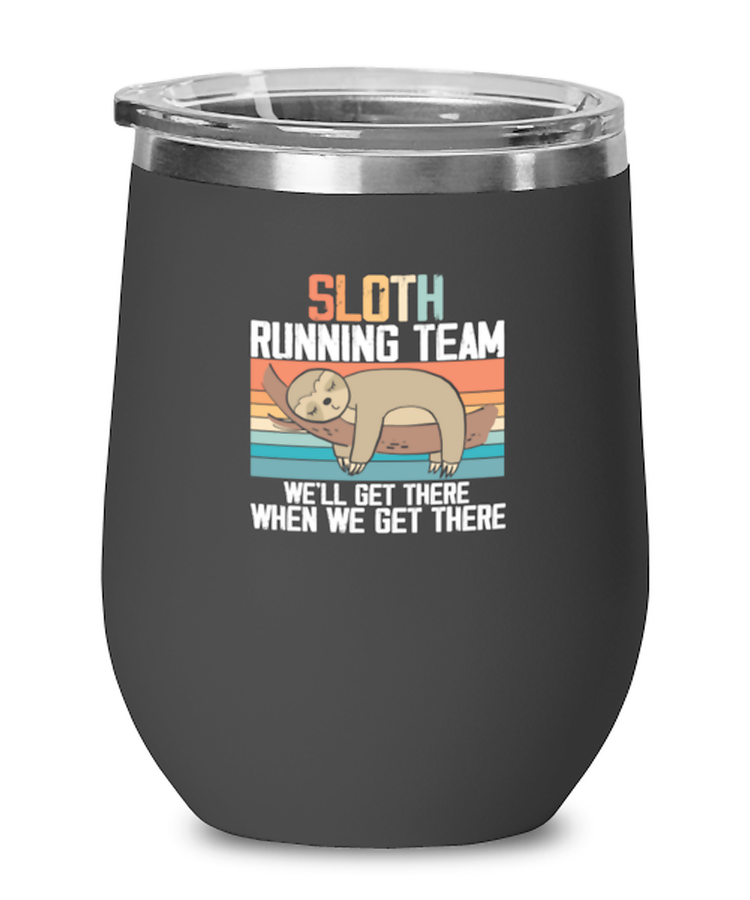 Wine Tumbler Stainless Steel Insulated Funny Sloth Running Team