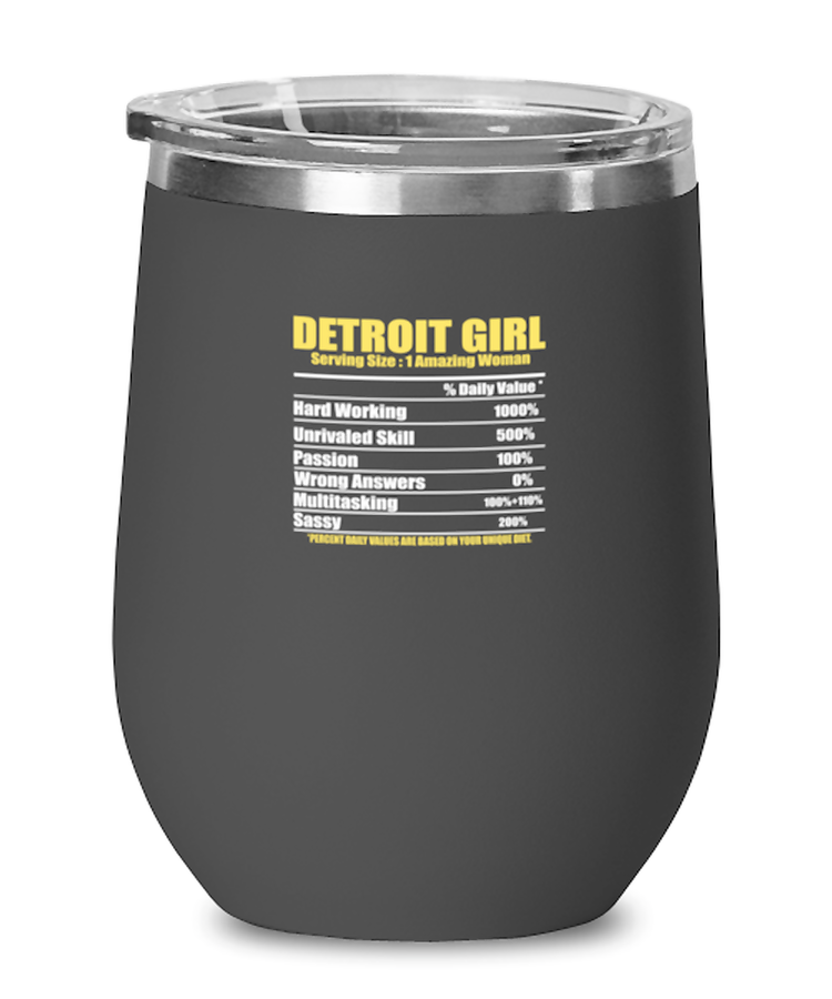 Wine Tumbler Stainless Steel Insulated Funny Detroit Girl Amazing woman