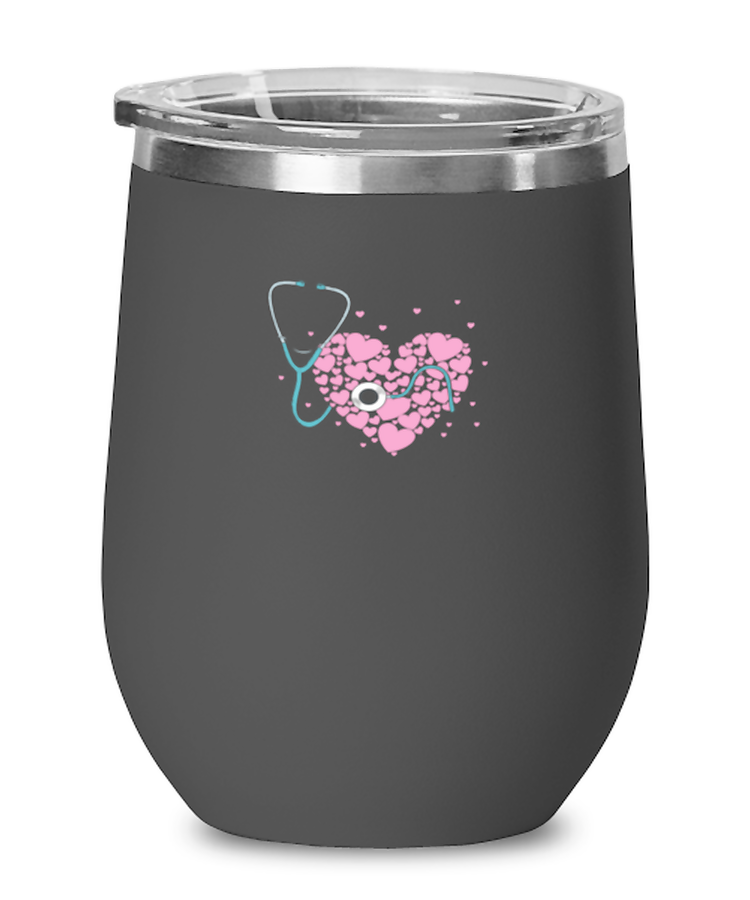 Wine Tumbler Stainless Steel Insulated Funny Stethoscope Heart Doctor