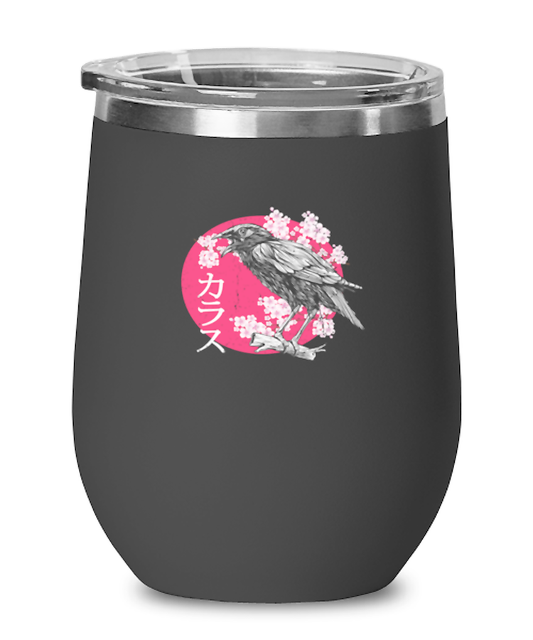 Wine Tumbler Stainless Steel InsulatedFunny Japanese Red Moon Raven