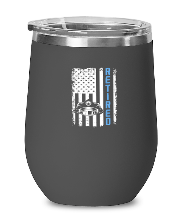 wine Tumbler Stainless Steel Insulated Funny  American Flag Police Officer