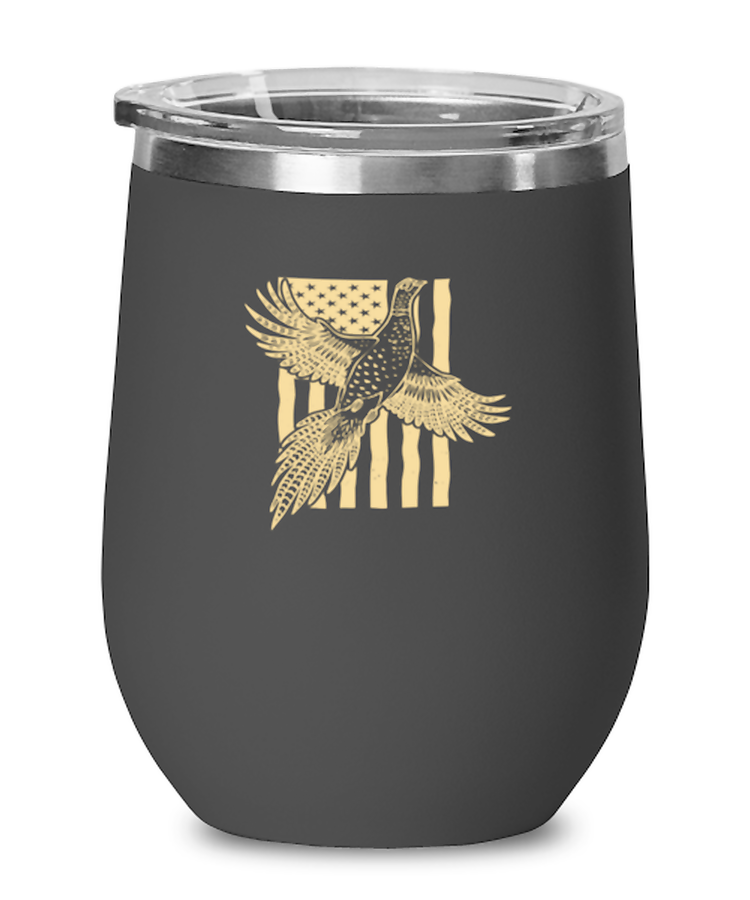 Wine Glass Tumbler Stainless Steel Funny Pheasant Bird American Flag