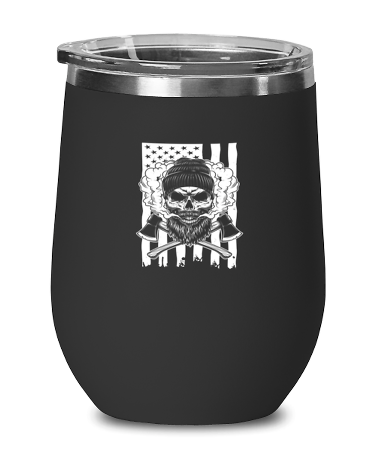 Wine Glass Tumbler Stainless Steel Funny Axe Throwing Hatchet Patriot
