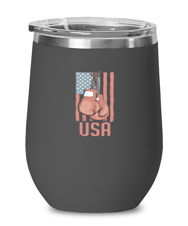 Wine Glass Tumbler Stainless Steel Funny Boxing Gloves American Flag