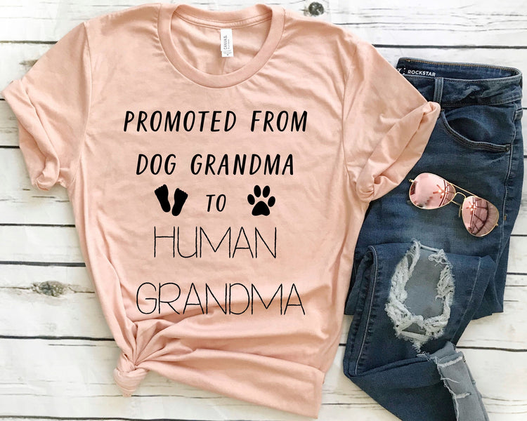 Promoted From Dog Grandma To Human Grandma New Grandma Gift - Teegarb