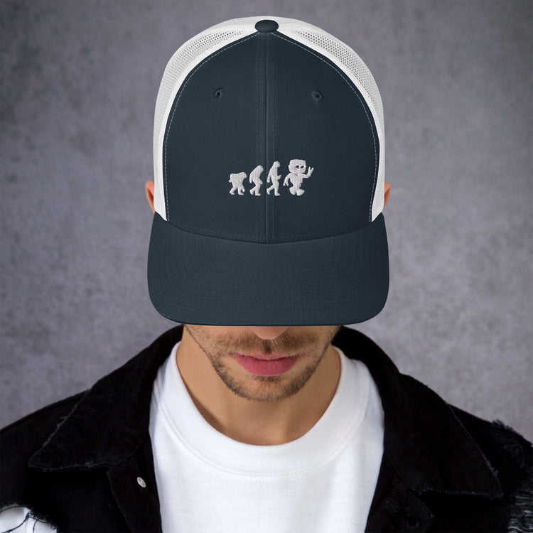 Trucker Cap Novelty Mechanical Transformation Robotlike Cyborg Lover Hilarious Artificial Intelligence Genetics Fan