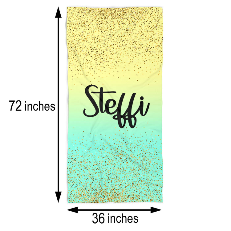 Personalized Gradient And Glitter Beach Towel Summer Gift