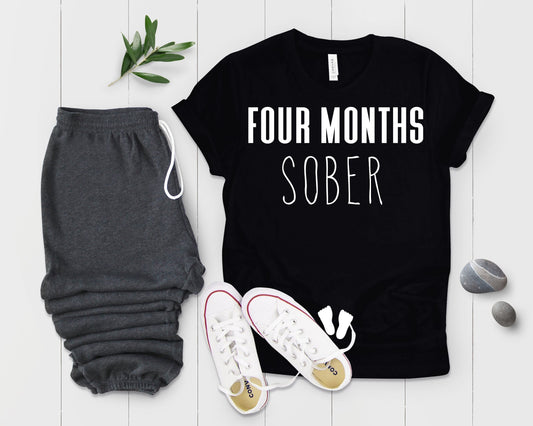 Four Months Sober Future Mom Baby Bump Shirt - Teegarb