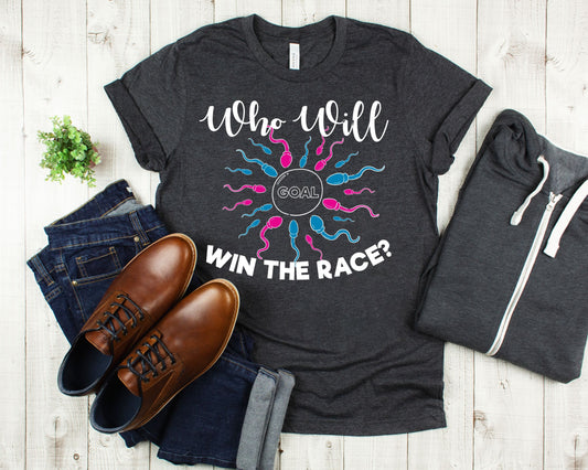 Who Will Win The Race Funny Gender Announcement Shirt - Teegarb